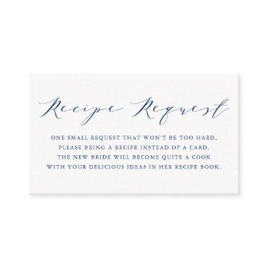 Navy Blue Minimalist Script Shower Recipe Request Enclosure