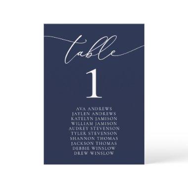 Navy Blue Minimalist Wedding Seating Table Number