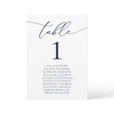 Navy Blue Minimalist Wedding Seating Table Number