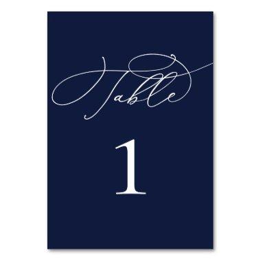 Navy Blue Minimalist Wedding Shower Table Number