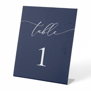Navy Blue Minimalist Wedding Table Number Table Te Pedestal Sign