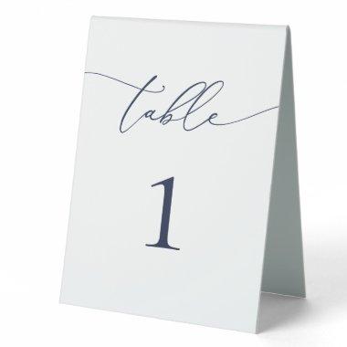 Navy Blue Minimalist Wedding Table Number Table Tent Sign