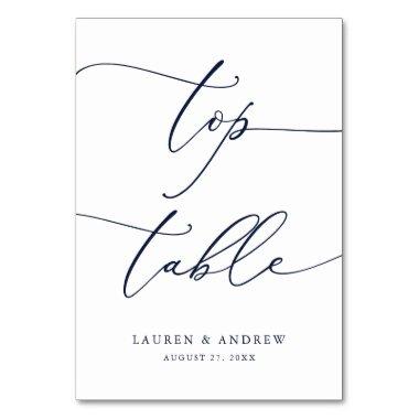 Navy Blue Minimalist Wedding Top Table Custom Table Number