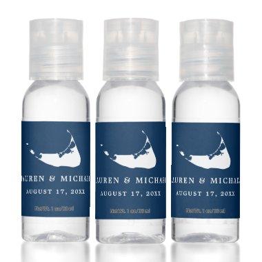 Navy Blue Nantucket Island ACK Wedding Favor Hand Sanitizer