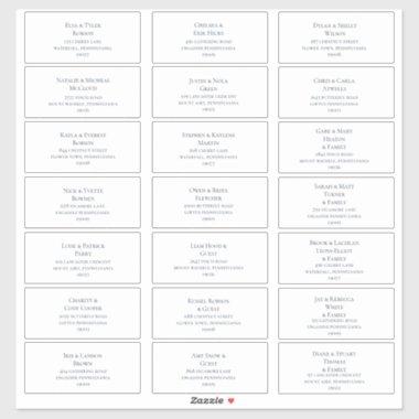 Navy Blue On White Wedding Guest Address Labels