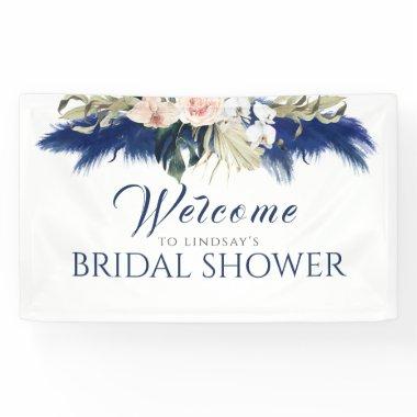 Navy Blue Pampas Grass  Welcome Banner