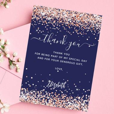 Navy blue rose gold thank you Invitations