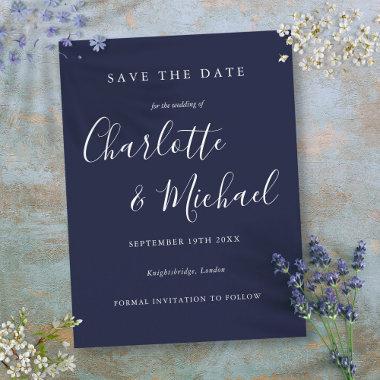 Navy Blue Signature Wedding Save the Date Invitations