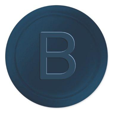 Navy Blue Single Letter Wax Seal Look Sticker