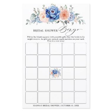 Navy Blue Slate Dusty Blush Bridal Shower Bingo