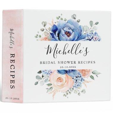 Navy Blue Slate Dusty Blush  Recipes 3 Ring Binder