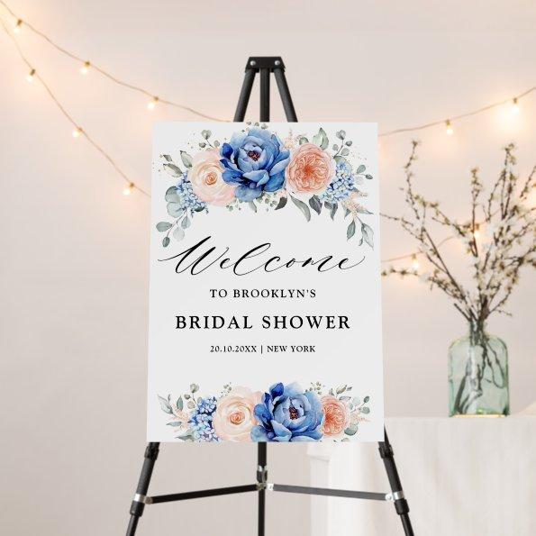 Navy Blue Slate Dusty Blush Bridal Shower Welcome Foam Board