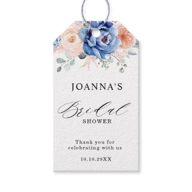 Navy Blue Slate Dusty Blush Pink Bridal Shower Gift Tags