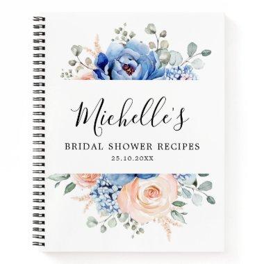 Navy Blue Slate Dusty Blush Pink Bridal Shower Notebook