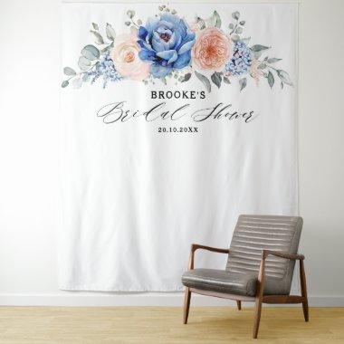 Navy Blue Slate Dusty Blush Pink Bridal Shower Tapestry