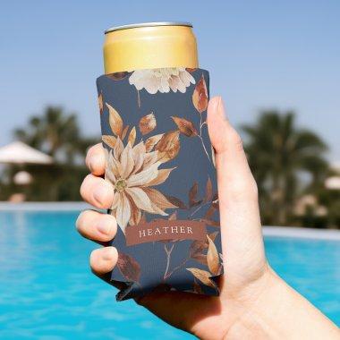 Navy Blue Slim Seltzer Can Cooler
