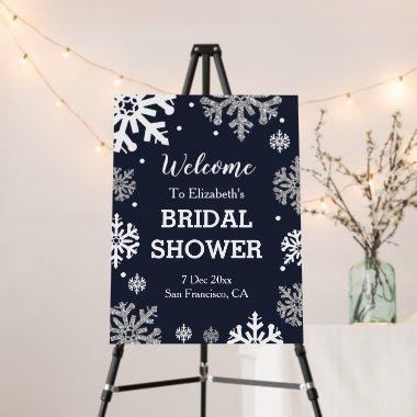 Navy Blue Snowflakes Winter Bridal Shower Foam Board