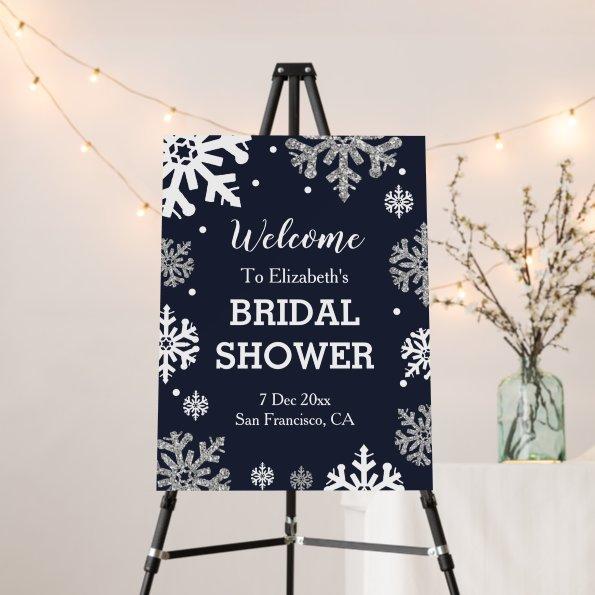 Navy Blue Snowflakes Winter  Foam Board