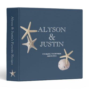 Navy Blue Starfish and Sand Dollar Recipes Binder