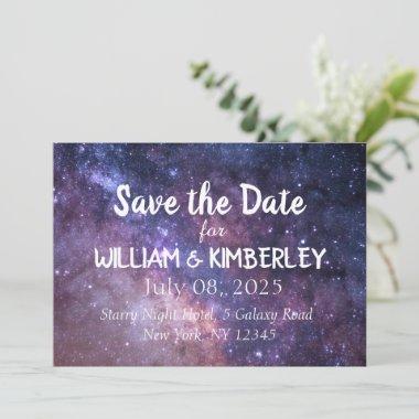 Navy blue Stars Sky Galaxy Elegant Wedding Save The Date
