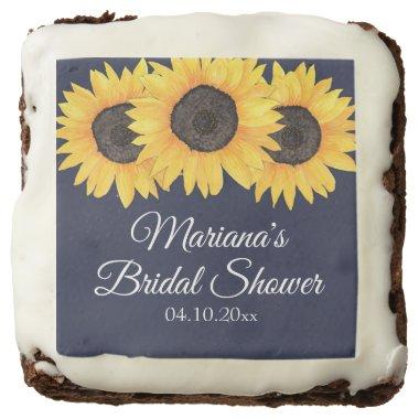 Navy Blue Sunflowers Bridal Shower Brownie
