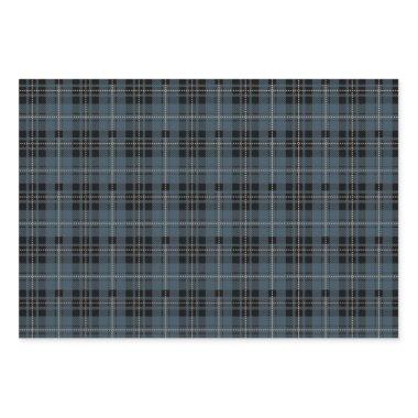 Navy blue tartan plaid lumberjack pattern wrapping paper sheets