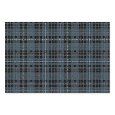 Navy blue tartan plaid lumberjack pattern wrapping paper sheets