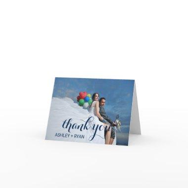 Navy Blue Text Overlay Photo Thank You