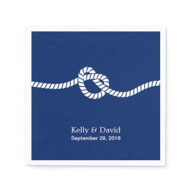 Navy Blue Tying the Knot Nautical Wedding Paper Napkins