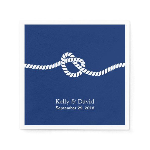 Navy Blue Tying the Knot Nautical Wedding Paper Napkins