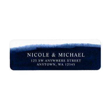 Navy Blue Watercolor Return Address Label