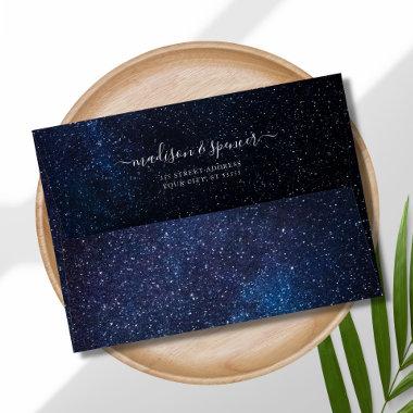 Navy Blue Wedding modern Starry night Envelope