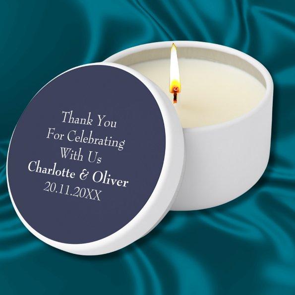 Navy Blue Wedding Scented Soy Wax Mini Candle Favors