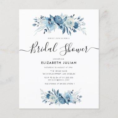 navy blue & white floral bridal shower Invitations