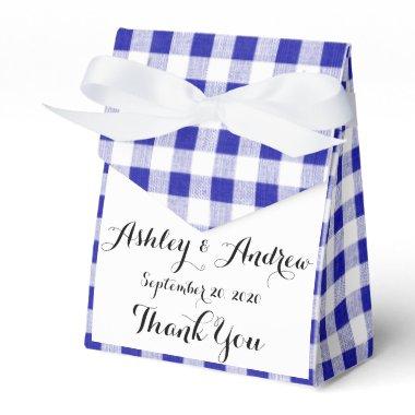 Navy Blue White Gingham Pattern Favor Boxes