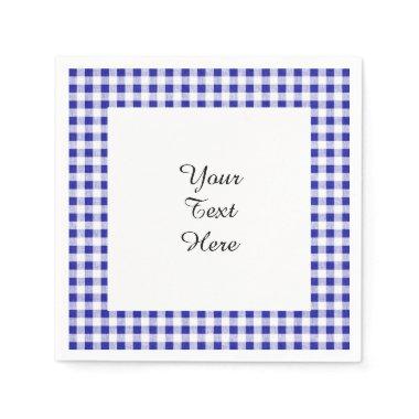 Navy Blue White Gingham Pattern Napkins