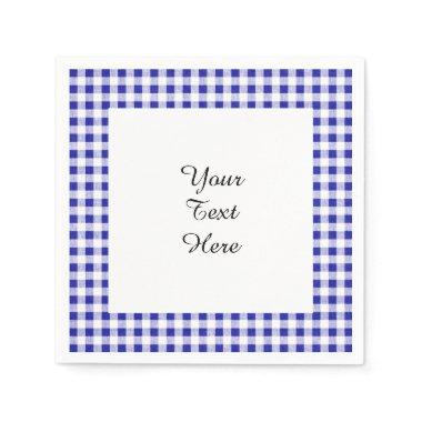 Navy Blue White Gingham Pattern Napkins