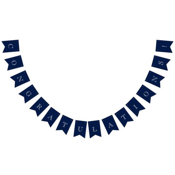 Navy Blue & White Nautical Congratulations Bunting Flags