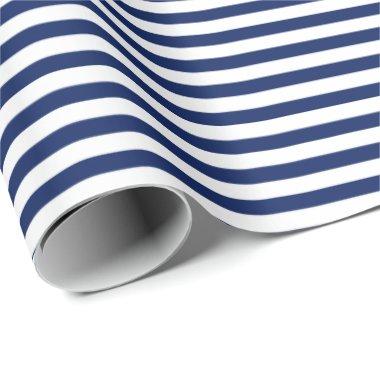 Navy Blue | White Stripe Wrapping Paper