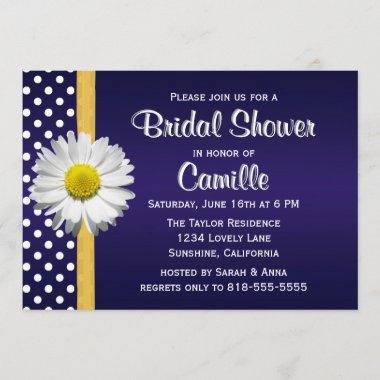 Navy Blue YellowDaisy Bridal Shower Invitations