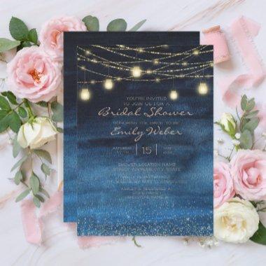 Navy BlueGold String Lights Lanterns