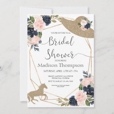 Navy Blush Derby Bridal Shower Invitations