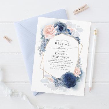 Navy Blush Dusty Blue Floral Modern