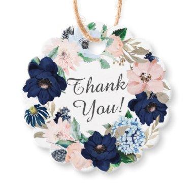 Navy & Blush Floral Bridal Shower Favor Gift Tag