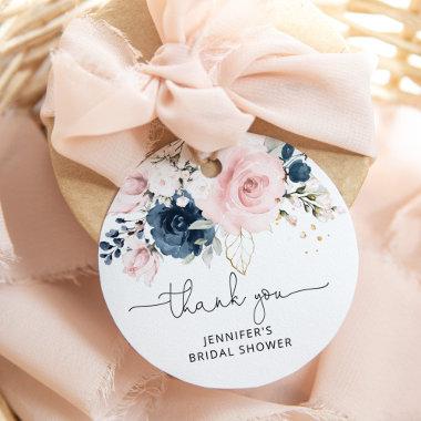 Navy Blush floral bridal shower Favor Tags