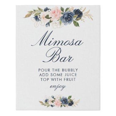 navy blush floral bridal shower mimosa bar sign
