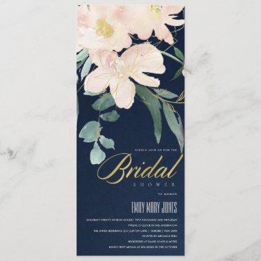 NAVY BLUSH FLORAL BUNCH WATERCOLOR BRIDAL SHOWER Invitations