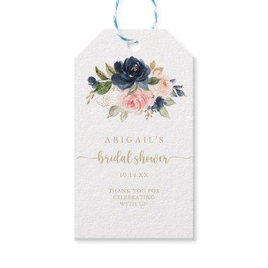 Navy Blush Floral Gold   Gift Tags