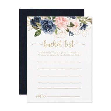 Navy Blush Floral Gold Bucket List