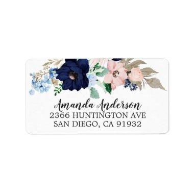 Navy & Blush Flowers  Labels